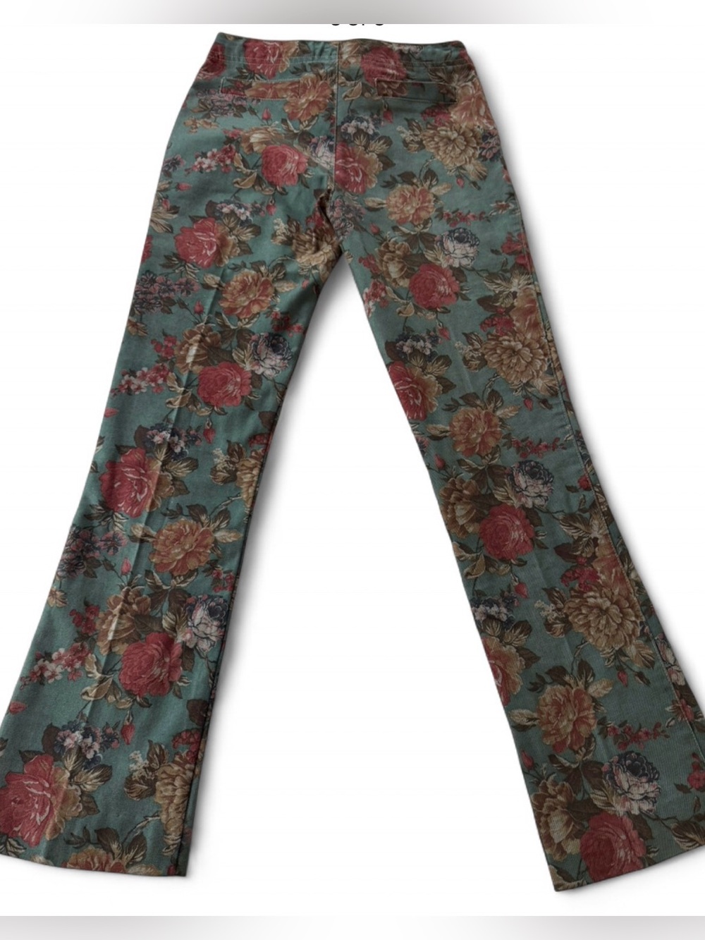 Floral Lowrise Pants in Teal and Rose - Picture 4 of 7